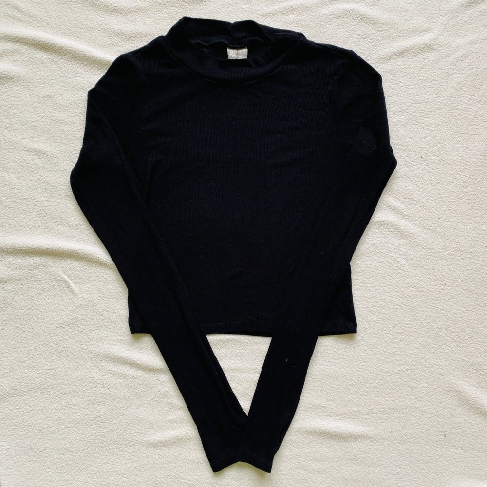 Asos Womens Black Long Sleeve Crewneck Ribbed Pullover Fitted Sweater Size 2